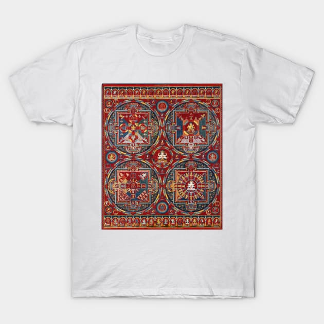 Tibetan Four Mandalas of the Vajravali Series T-Shirt by pdpress